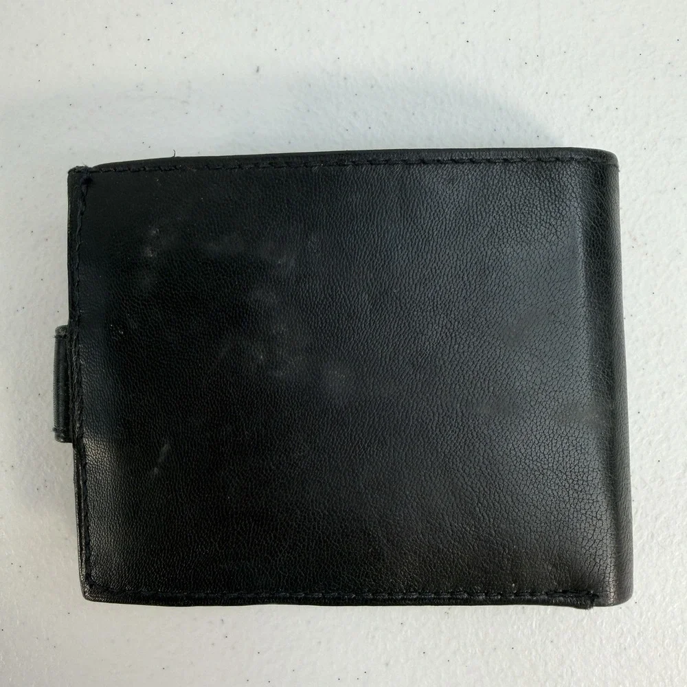 River Ridge Mens Black Genuine Leather Bi-Fold Wallet ID Card Holder Photos NEW‎